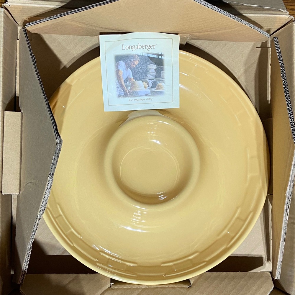 Longaberger Woven Traditions Chip and Dip Bowl Butternut Yellow Pottery 3179650